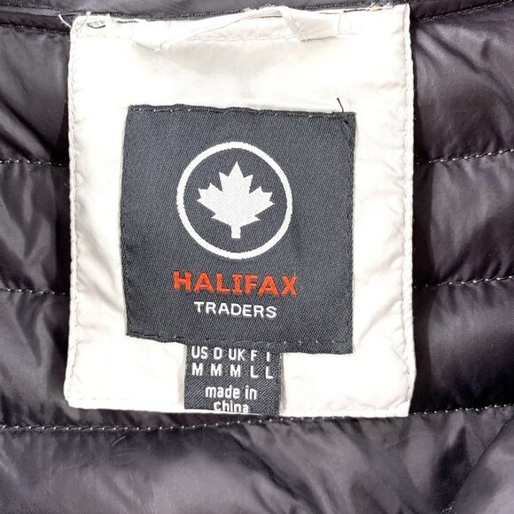 Halifax Traders Light Gray Hooded Goose Down Filled Puffer Jacket Size Medium - Picture 4 of 5